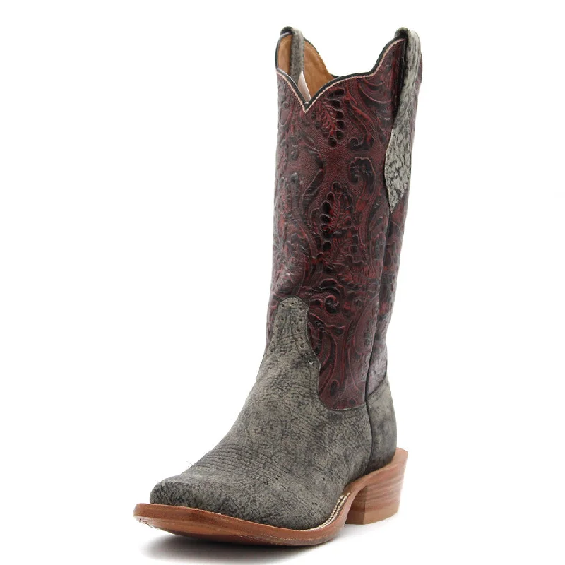 Men's western boots with a suede shaft and a leather soleRios Of Mercedes Exclusive Granite Safari Giraffe Men's Boot