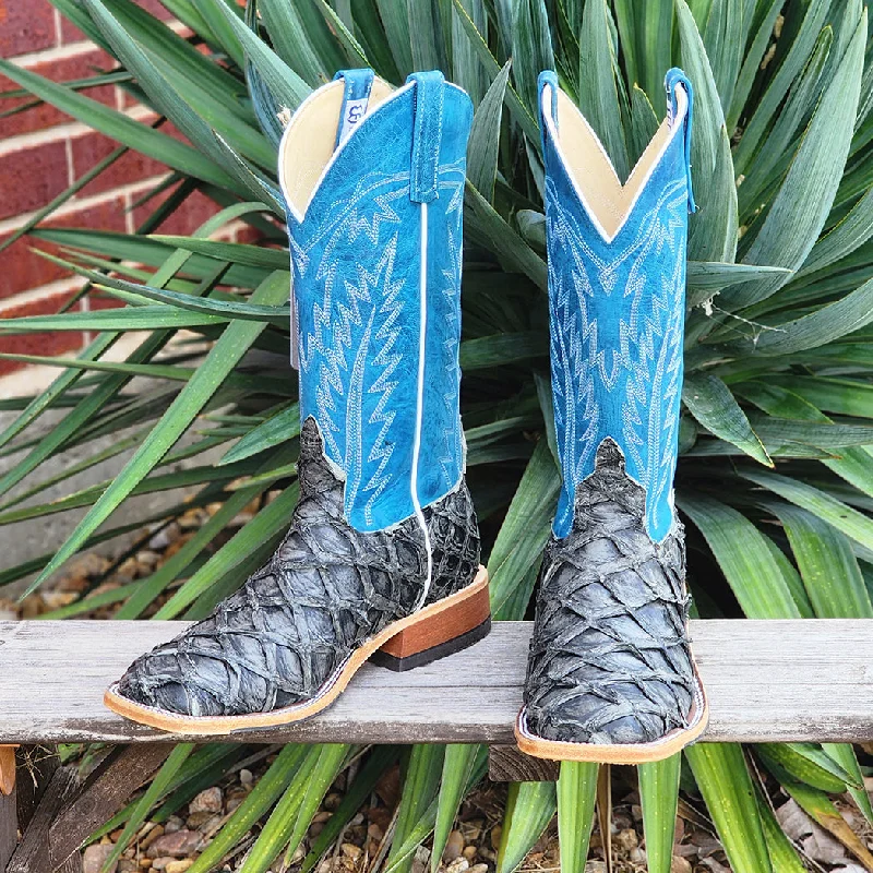 Vintage - style men's western boots with a square toe and spur ledgeAnderson Bean Men's Rustic Grey Big Bass Boots