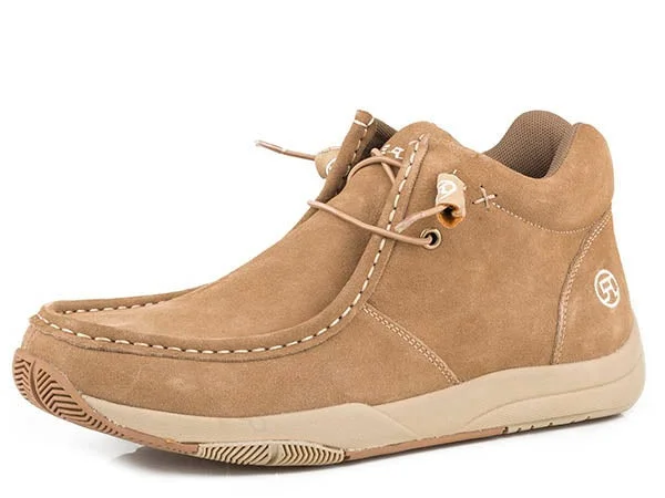 Men's western boots with a rubber sole for traction on various surfacesRoper Tan Suede Men's Casual Shoe