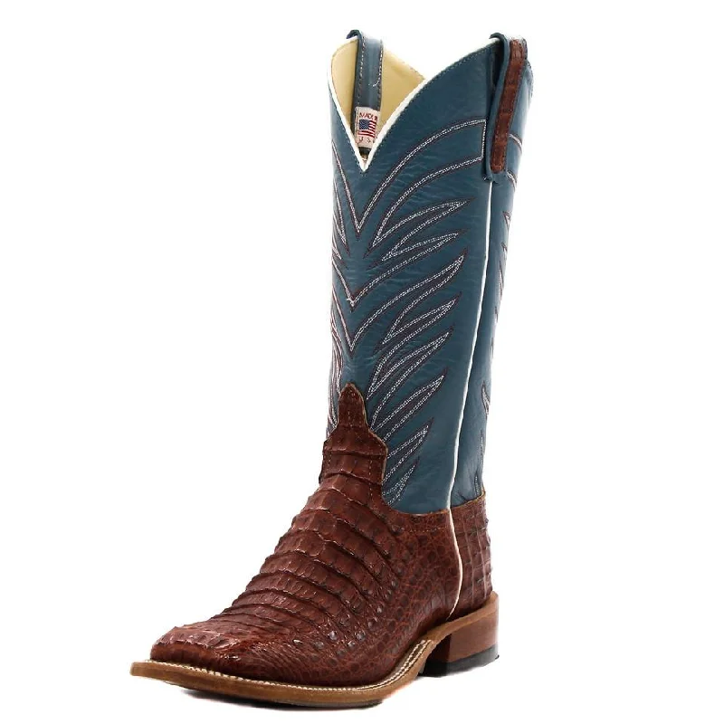 Men's western boots with a decorative concho belt and buckleAnderson Bean Exclusive Rust Lux Caiman Men's Boot