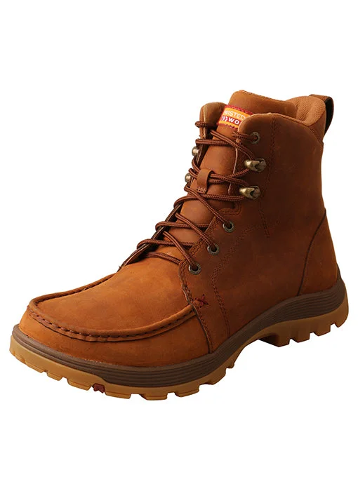 Western - style men's boots with intricate tooling and stitchingTwisted X Lace Up Oblique Toe Men's Work Boot