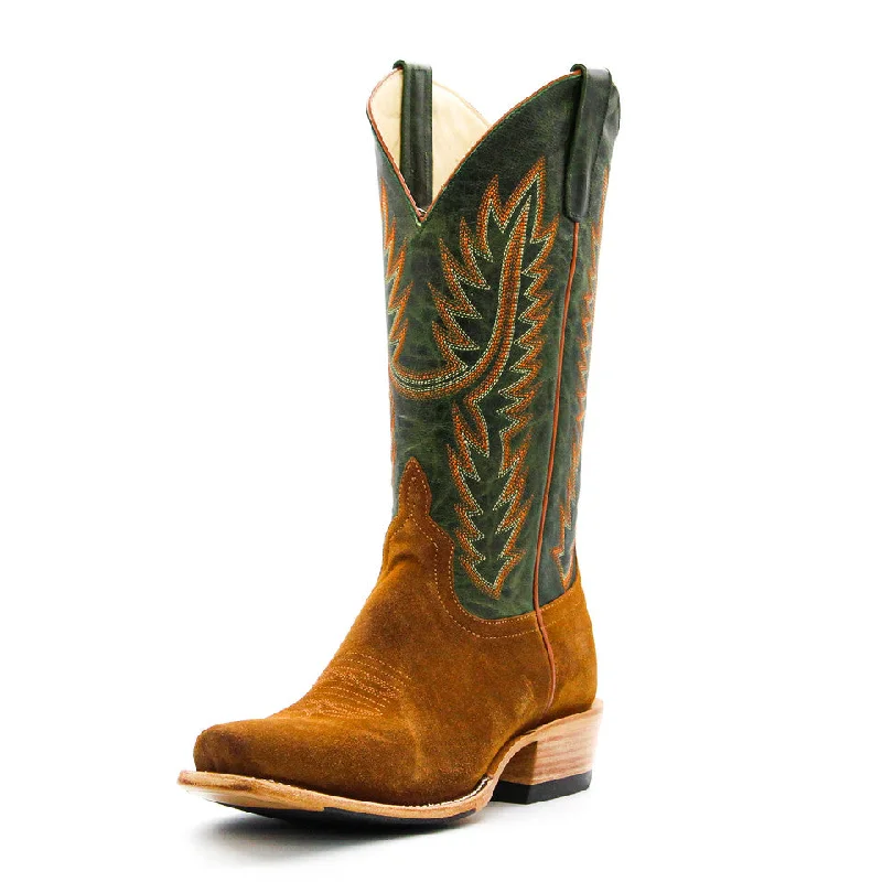 Men's western boots with a suede shaft and a leather soleHorsepower Top Hand Tan Roughout Men's Boot