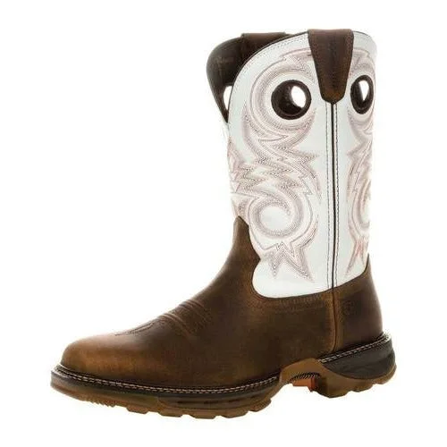 Men's western boots with a traditional western boot silhouette and a polished shineDurango White Top Waterproof Men's Boot