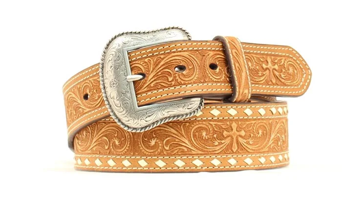 Men's western boots with a high - quality leather upper and a suede liningNocona Tooled Cross Men's Belt