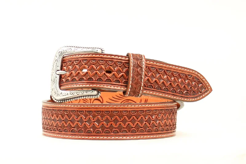 Men's western boots with a leather - wrapped heel and a smooth finishNocona Hand Tooled Men's Belt