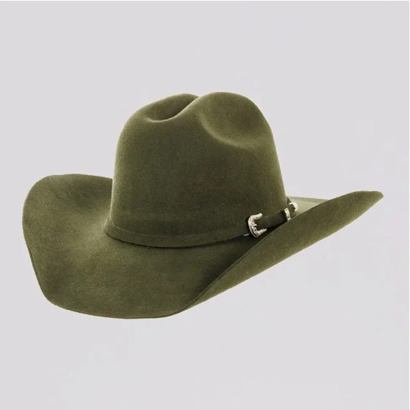 Western - style men's boots with intricate tooling and stitchingAmerican Hat Co. Olive Cattleman Felt Hat