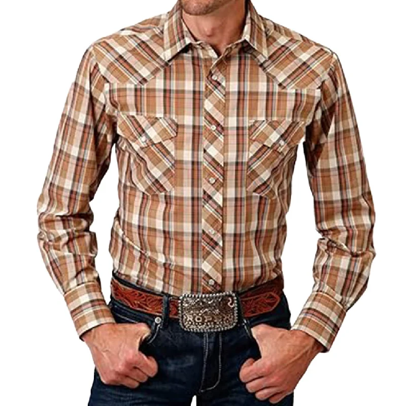 Men's western boots with a decorative concho belt and buckleRoper Men's Long Sleeve Button Down