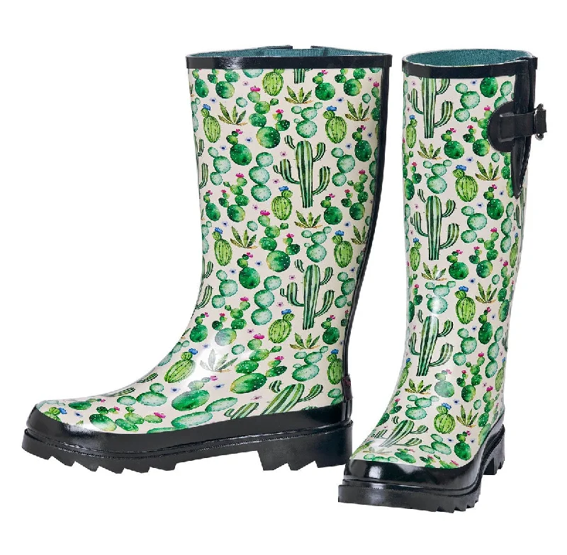 Men's western boots with a leather - wrapped heel and a smooth finishLadies' Cactus Rainboot