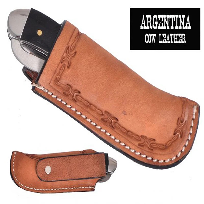 Men's western boots with a traditional western boot silhouette and a polished shineShowman Argentina Barb Wire Knife Sheath