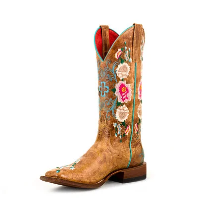 Men's western boots with a rubber sole for traction on various surfacesMacie Bean Honey Floral Ladies' Boot