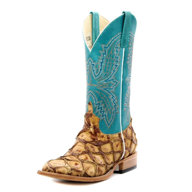 Men's western boots with a concho - studded strap and a pointed toeMacie Bean Top Hand Antique Saddle Big Bass Ladies' Boot