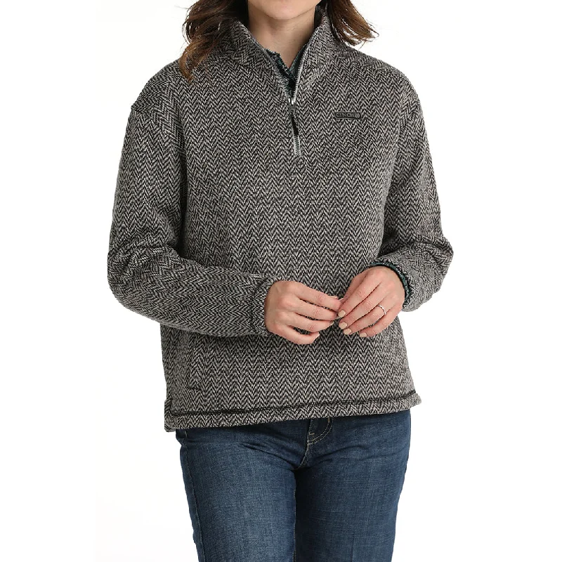 Men's western boots with a silver - toned hardware and accentsCinch Women's Grey Herringbone 1/4 Zip Pullover